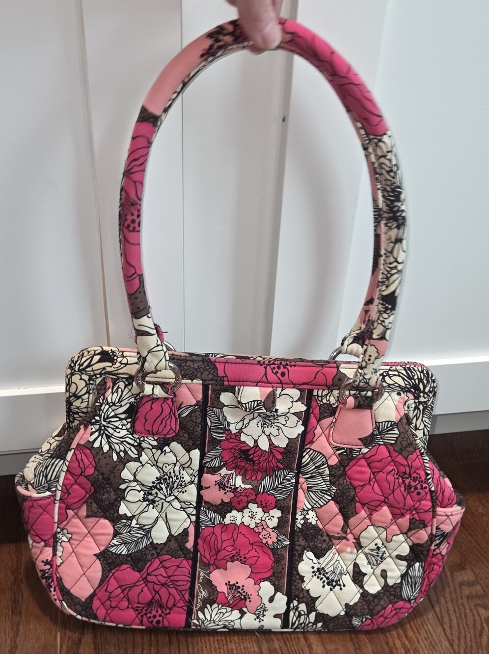 Vera Bradley Mocha Rouge Framed Shoulder Bag Handbag Pink Brown